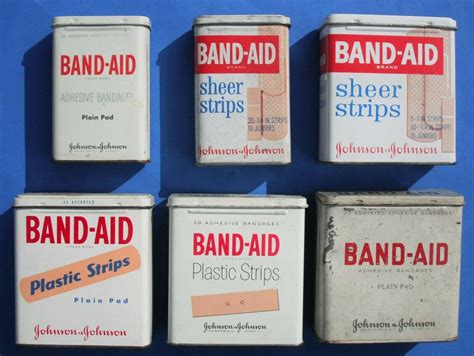 hinged metal tins bandage boxes|vintage metal band aids.